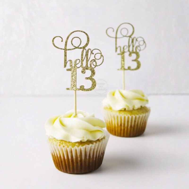 Hello 13 Taller Message Birthday Cup Cake Topper