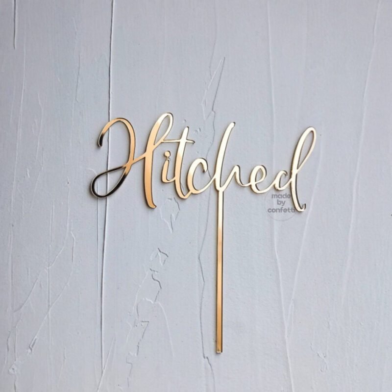 Hitched Engagement Wedding Cake Topper