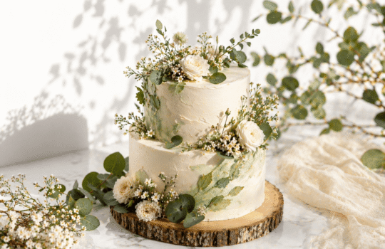 nature theme wedding cake